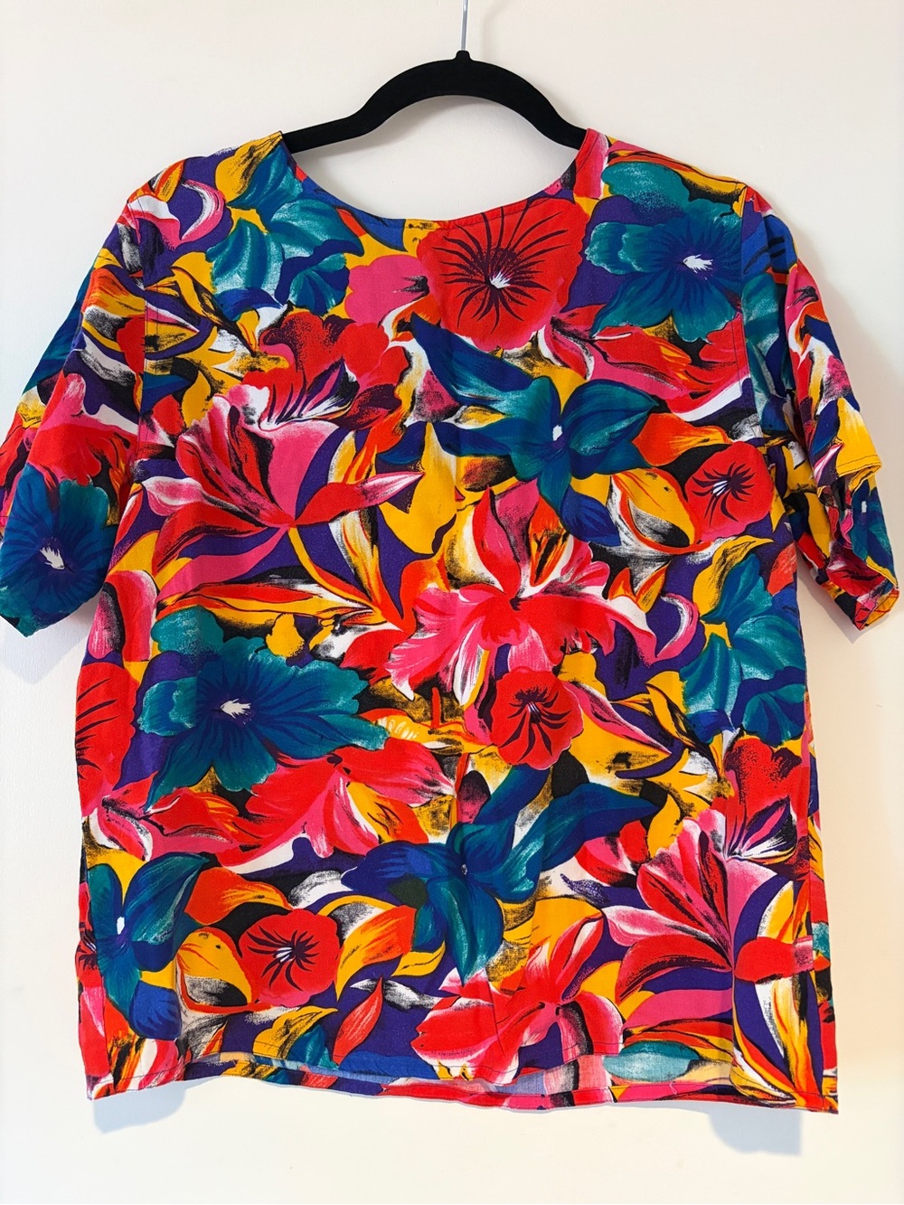 Vibrant Floral Short Sleeve Top - Multi